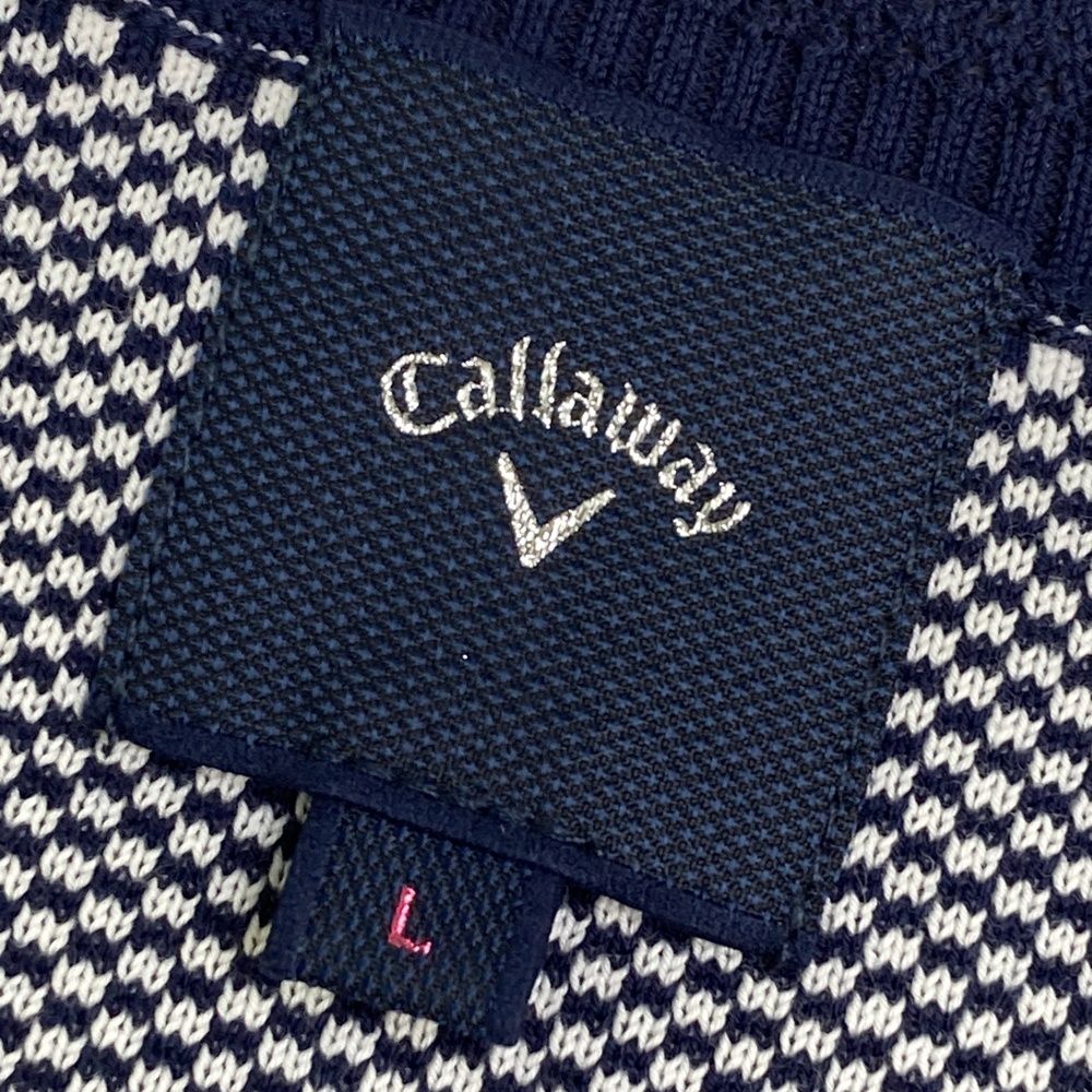 サイズ：L CALLAWAY SELECT キャロウェイ セレクト  Vネック長袖ニット 花柄 ネイビー系 [240001296021] ゴルフウェア レディース ストスト サイズ：L CALLAWAY SELECT キャロウェイ セレクト Vネック長袖