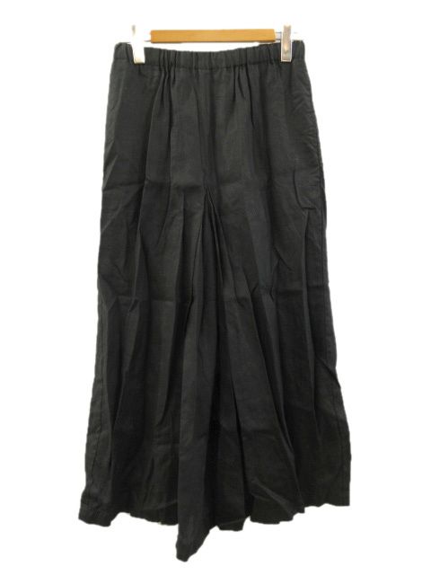 ジャーナルスタンダード JOURNAL STANDARD リネンタックキュロット ワイドパンツ ウエストゴム ブラック 黒 麻 38 M ボトムス