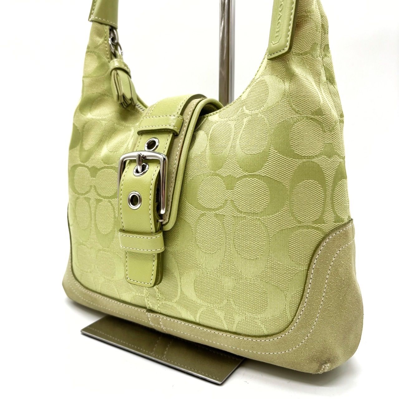 【希少】コーチ　ワンショルダーバッグ　シグネチャー　スエード　キャンバス　肩掛け 美品】希少 COACH コーチ ワンショルダーバッグ キャンバス