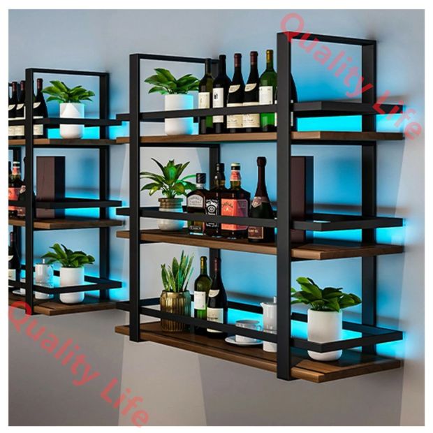 壁掛けワインラック ワイングラスホルダー付き バーユニット