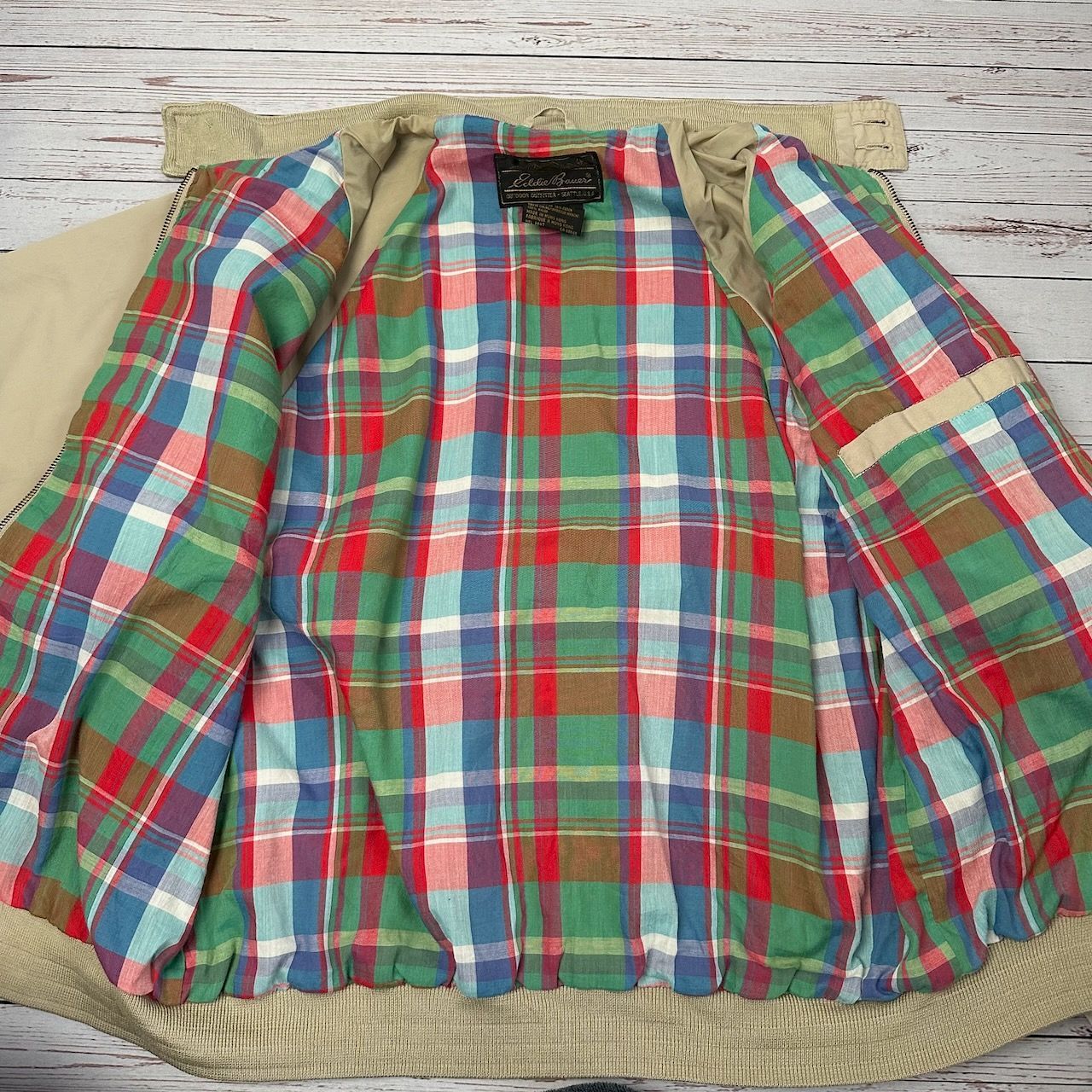 80s Eddie Bauer エディーバウアー 裏地チェック 黒タグ ハリ
