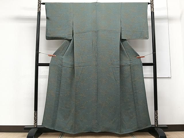 平和屋着物▽上質な小紋 単衣 花蝶文 鬼しぼ縮緬 正絹 逸品