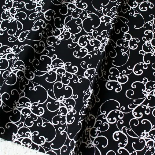 ロラライハリス生地 輸入生地 elegant scroll ブラック 110×45 ロラライハリス生地 輸入生地 elegant scroll ブラック 110×45