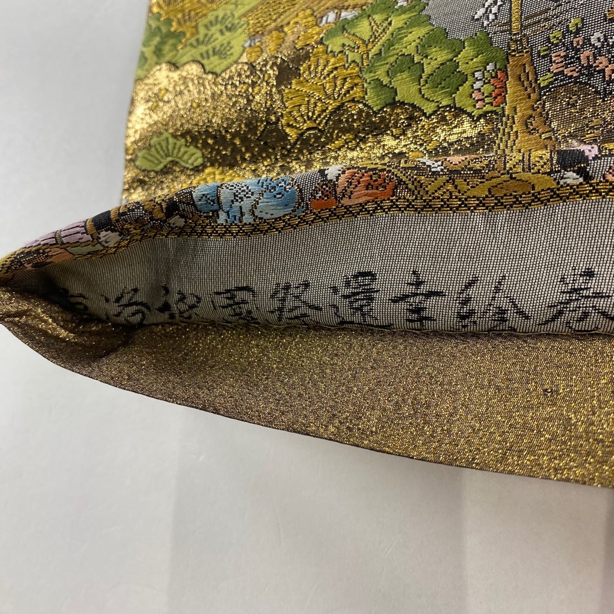 ★未使用品★正絹 袋帯 金糸 銀糸 祇園祭? 袋帯 美品 秀品 祇園祭還幸絵巻 金糸 金色 全通 正絹 【中古