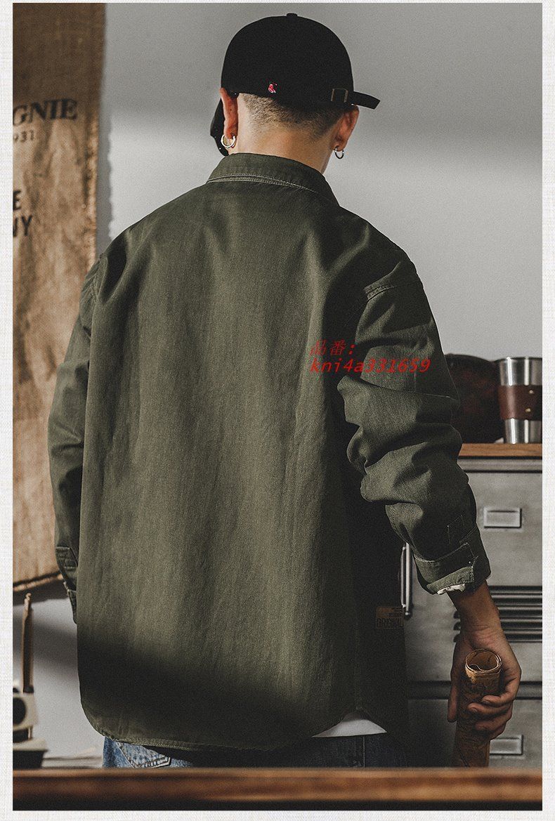 ライトジャケット ワークジャケット メンズ アメカジスタイル ミリタリージャケット 長袖シャツ 緑 トップス 春秋 トップス ストリート 男性 kni4a331659 KARIMZIABAT_FR