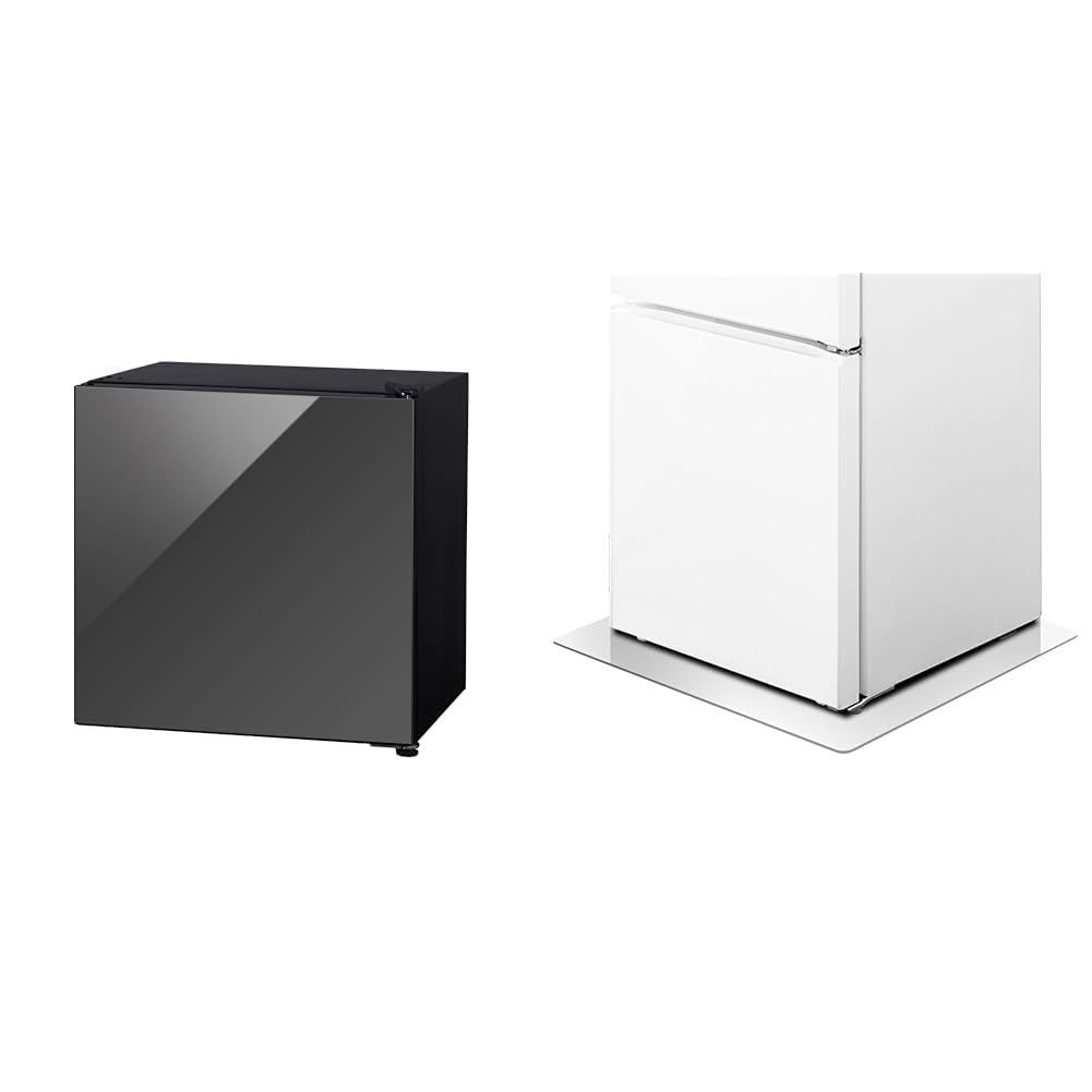 ブラック ミラーガラス 独り暮らし ミニ冷蔵庫 PRC-B041DM-B 小型冷蔵庫 5段階温度調節 製氷室付き 右開き 幅47.5cm 一人暮らし 小型 42L 冷蔵庫 アイリスプラザ マット付