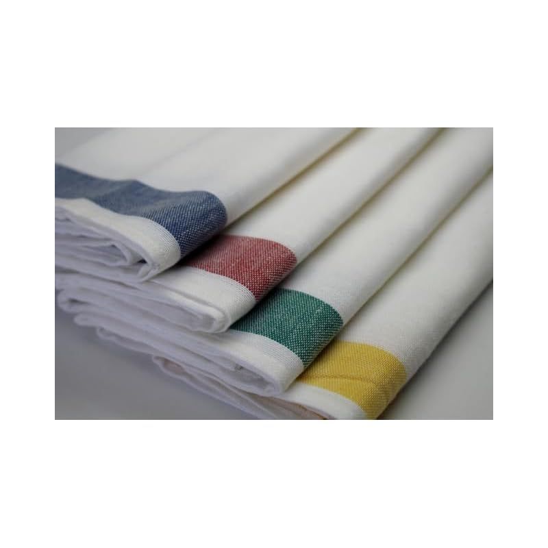 麻混グラスタオル 綿50% 麻50% 40×70 プロ用 業務用 10枚入り 黄ボーダー 0