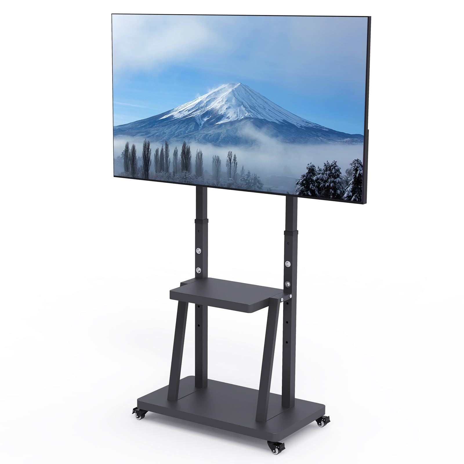 【在庫セール】32~80インチ キャスター付き TVスタンド ハイタイプ 耐荷重80KG 移動式 液晶TVスタンド テレビスタンド 高さ調節可能 2段の棚板付き 省スペース 簡単な組み立て WHESWELL 業務用 会