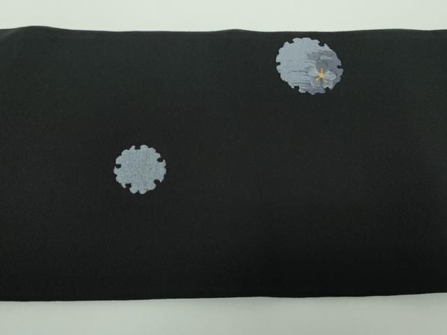 平和屋着物●九寸名古屋帯　総刺繍　松竹梅　雪輪　黒地　金糸　正絹　逸品　DAAV6922ps 平和屋着物○九寸名古屋帯 総刺繍 松竹梅 雪輪 黒地 金糸 正絹 逸品