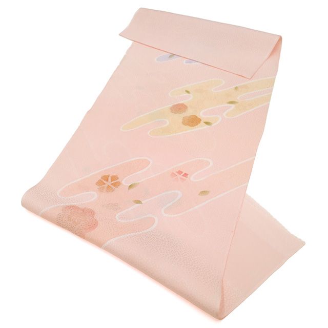 正絹帯揚げ「灰ローズ色の地にぼかしと金糸の菊の模様」 正絹帯揚げ「灰ローズ色の地にぼかしと金糸の菊の模様」 | 帯あげ