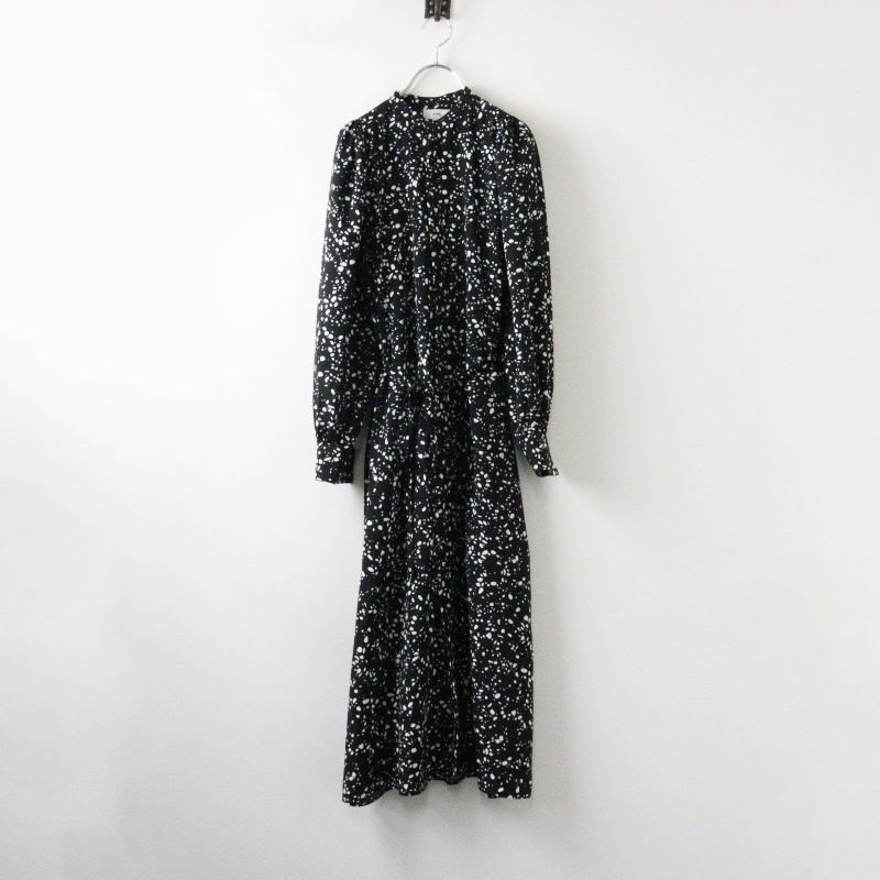 2025SS ハイク HYKE PEBBLE PRINTED DRESS ペプルプリントドレス 1|ブラック トップス ワンピース 総柄 2400014429145