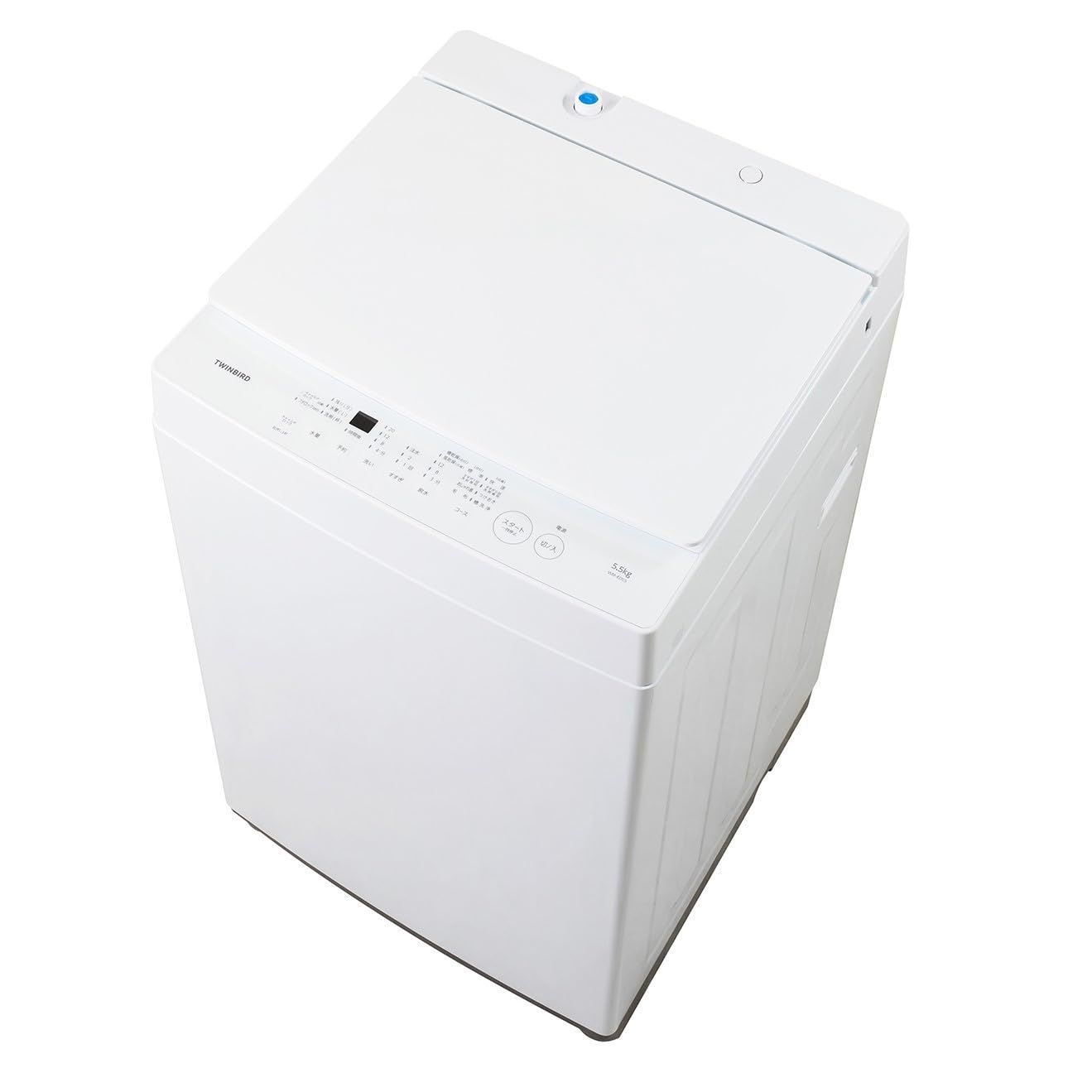 快速 一人暮らし おしゃれ着 単身 幅56cm ホワイト つけおき WM-ED55W 5.5kg すすぎ0回洗剤 モード 全自動洗濯機 TWINBIRD ツインバード