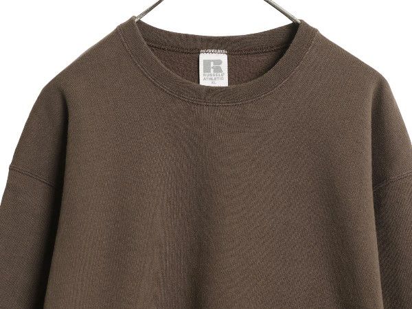 なクーポン配布中! 90s ラッセル 無地 スウェット メンズ レディース XL オールド トレーナー 裏起毛 ワンポイント ブランク 大きいサイズ トップス 茶