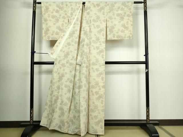 平和屋着物▽本塩沢 単衣 結び紐花文 正絹 逸品 DAAV9751sf 限定