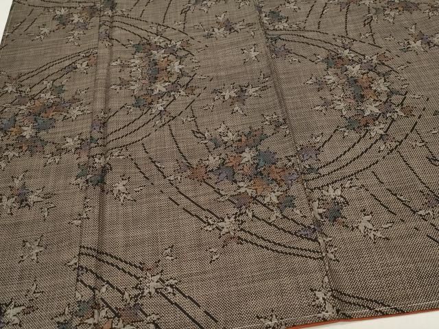 平和屋着物○本場大島紬 7マルキ 泥染め 楓文 佐藤絹織物謹製 証紙付き  