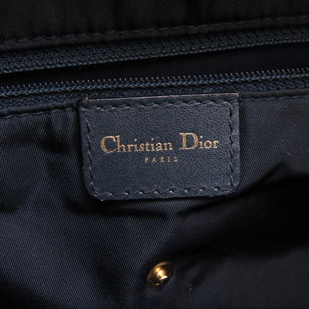 クリスチャン ディオール ダブルサドル キャンバス レザー ネイビー ボストンバッグ バッグ 紺 0012  Christian Dior