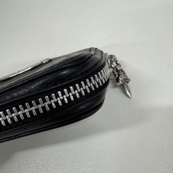 CHROME HEARTS コインケース ラウンド ジップ ブラック CHROME HEARTS/クロムハーツ ラウンドジップ レザーコインケース
