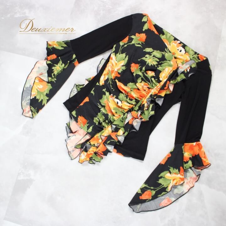 ICHIOKU】イチオク 社交ダンス 花柄 トップス スカート セットアップ