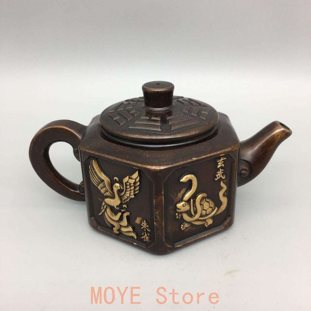 銅器 四神獣荼壺 水筒 煎茶器 茶室 装飾品 工芸品 置物 良い 銅器 四神獣荼壺 水筒 煎茶器 茶室 装飾品 工芸品 置物zw0829