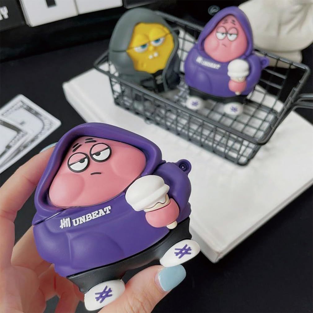 GREDINO パトリックスター AirPods Pro 第2世代 用ケース 充電ケース シリコンケース パトリックスター カバー 保護ケース 耐衝撃 防水 防塵 カラビナ キーチェーン付きワイヤレス充電対応 AirPodsPr