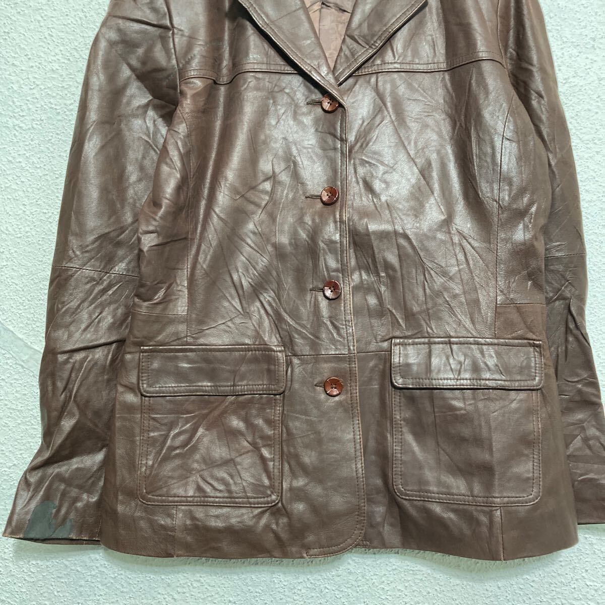 Eddie Bauer レザー ジャケット M ブラウン レディース エディー