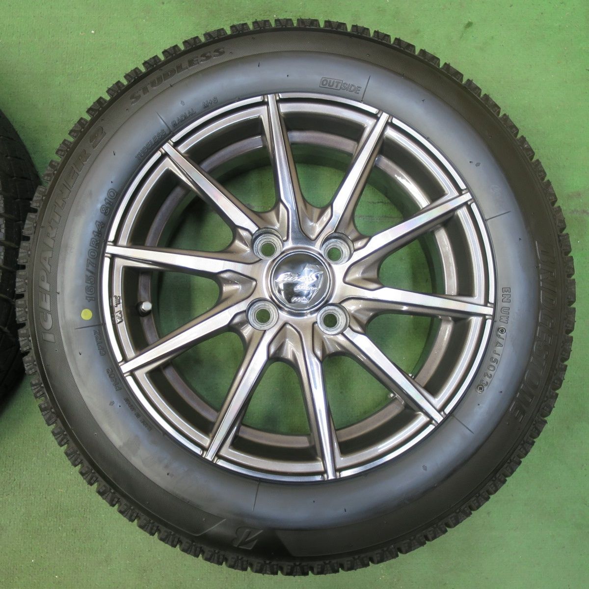 バリ溝 23年 キレイ ほぼ10分 スタッドレス 165 70R14 ブリヂストン アイスパートナー2 Euro-S Stream MiD マルカ 14インチ PCD100 4H 5101410イス FFCRYSTALESIA_COM