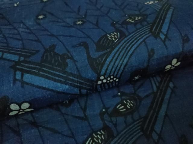 平和屋本店□最高級 夏物 城間栄順 本場琉球紅型 九寸名古屋帯 藍型