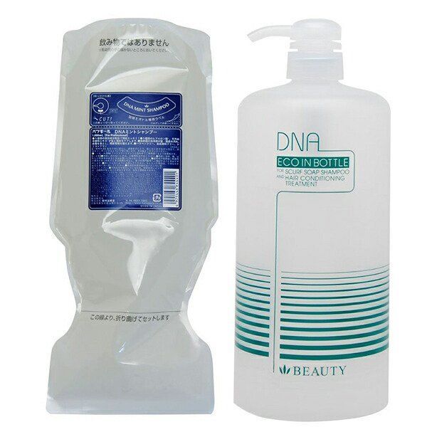 大人気，人気SALE ハツモール DNA ミントシャンプー 1000ml 詰替用+専用容器付き シャンプー