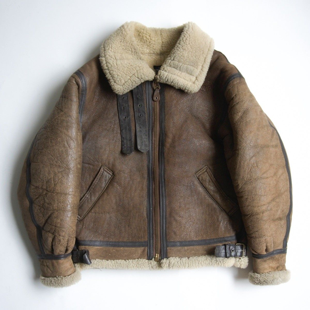米国製】AVIREX B-3 フライトジャケット ブラウン ムートン 40 AVIREX