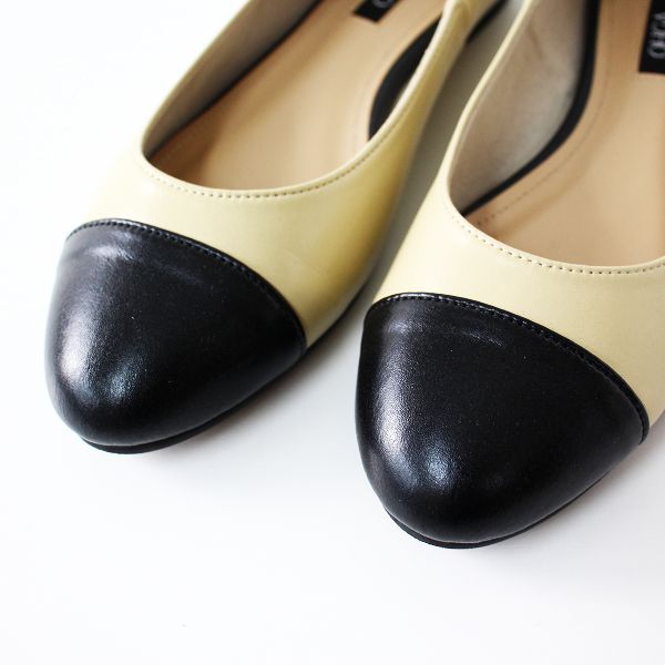 OHGA バイカラーフラットパンプス