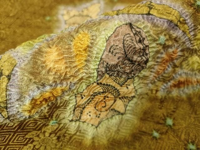 平和屋本店□最高級 初代 久保田一竹 幻の辻が花 太鼓柄袋帯 絞り 貝殻