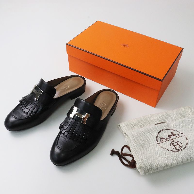 美品 エルメス HERMES 181066 リヴォリ Hロゴ ミュール 36