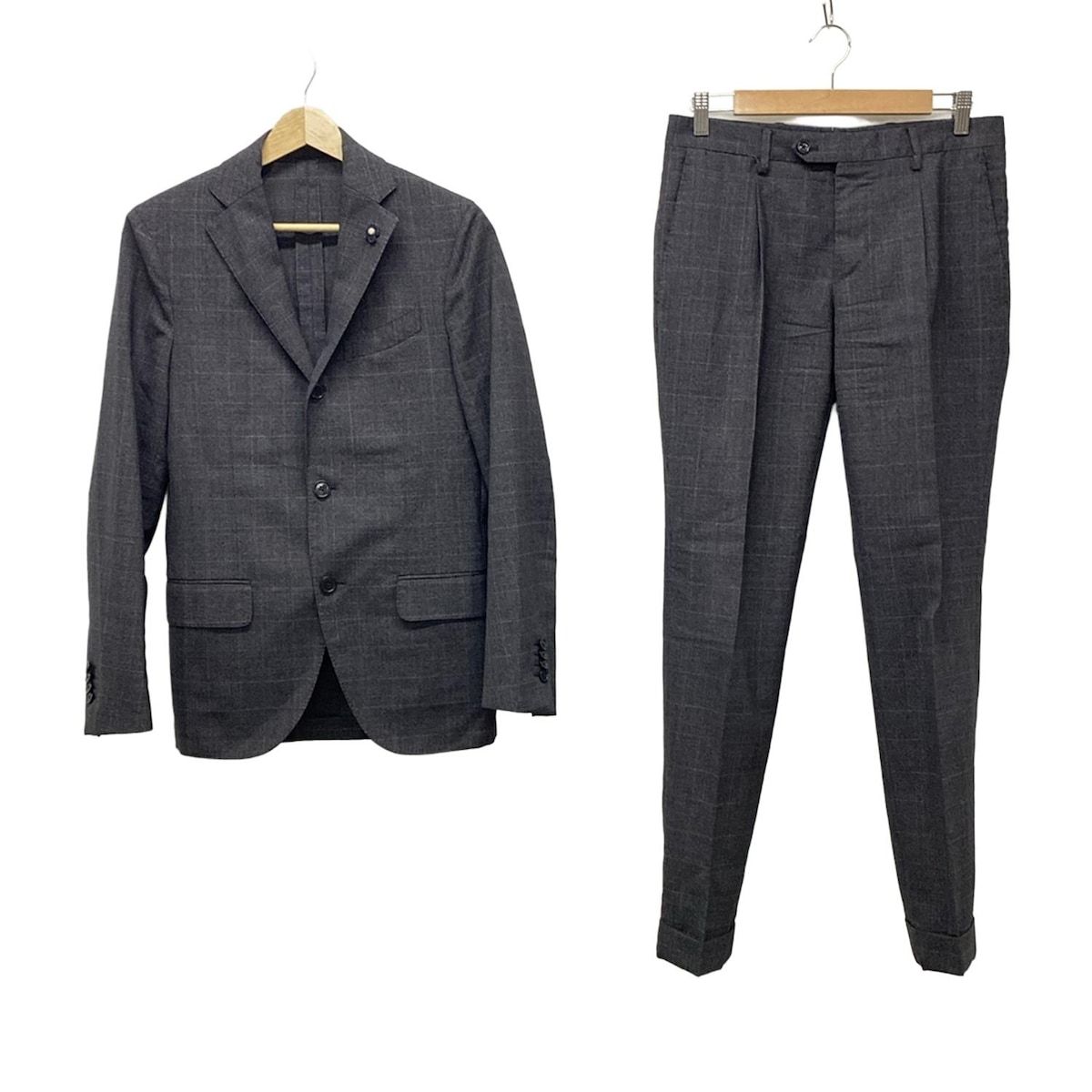 lardini ラルディーニ シングルスーツ メンズ - グレー チェック柄