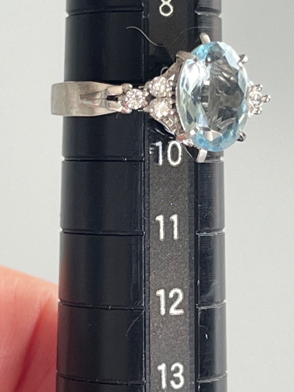 プラチナ✨アクアマリン1.65ct✨無色透明ダイヤリング✨透明感素敵 