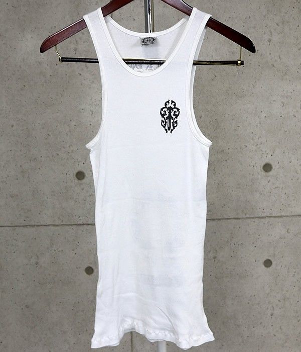 CHROME HEARTS 銀座店 クロムハーツ 東京 FUCK YOU ヴァインダガー ホースシュー プリント リブタンクトップ メンズ size M 白 100875