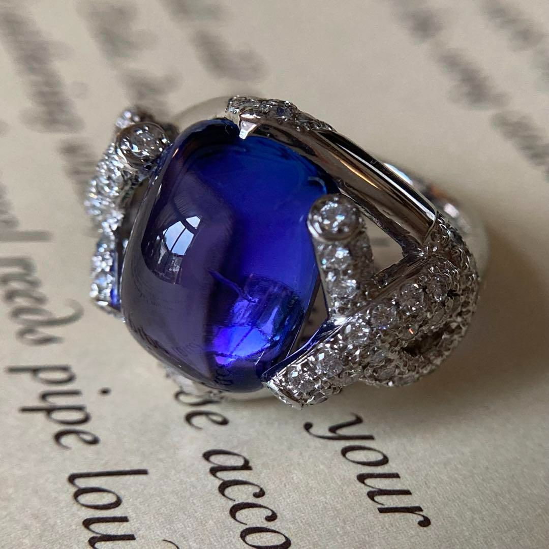 pt900 美しいタンザナイト 8.86ct × ダイヤモンド0.63ct リング 指輪|鑑別書付き