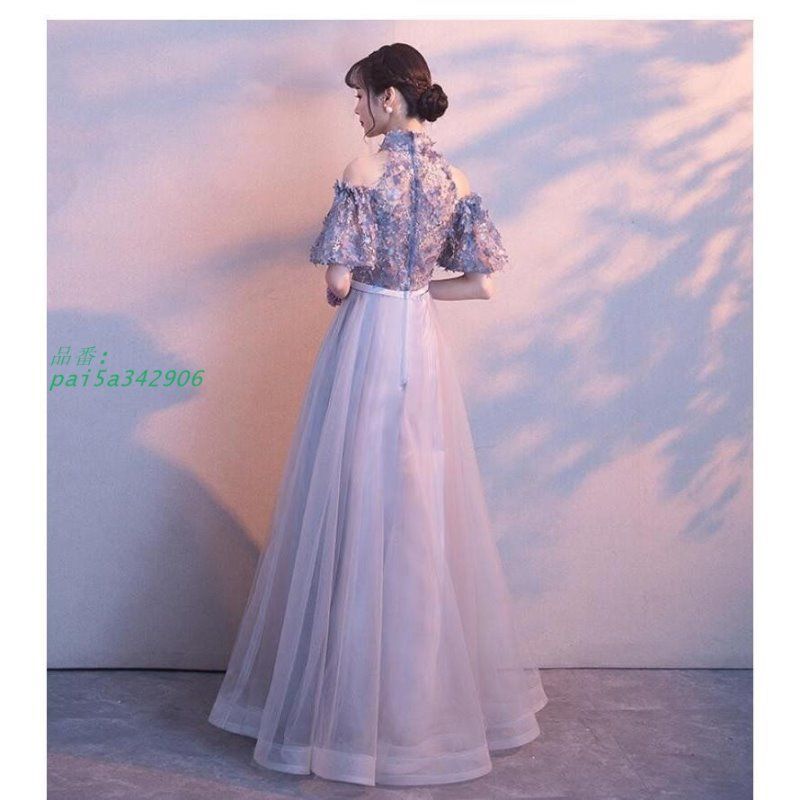 立ち襟 ウエディングドレス ロングドレス ナイトドレス パーディードレス 30代40代 大きいサイズ 結婚式 花嫁 ピアノ ステージ衣装 成人式 オペラ声楽 忘年会 pai5a342906