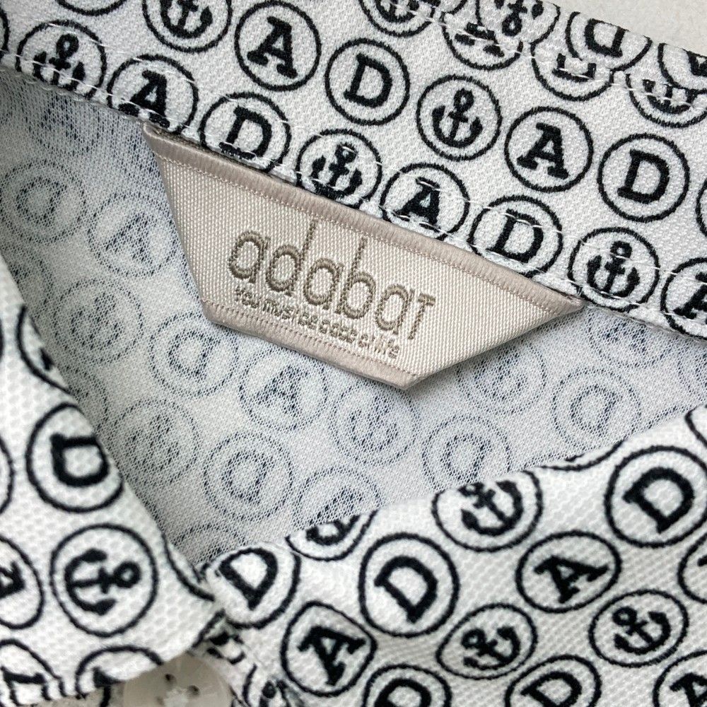 サイズ：38 ADABAT アダバット 長袖ポロシャツ 総柄 ホワイト系