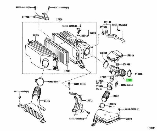 トヨタ 純正 ハリアー HV ハイランダー レクサス RX400h エアクリーナ ホース NO.1 Hose Air Cleaner 17881-20140 TOYOTA LEXUS