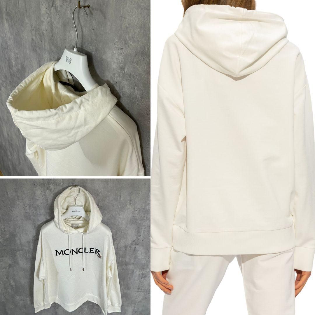 ☆新品未使用☆MONCLER logo patch パーカー L アイボリー色 ☆新品未使用タグ付き・本物保証☆ MONCLER Hoodie logo patch