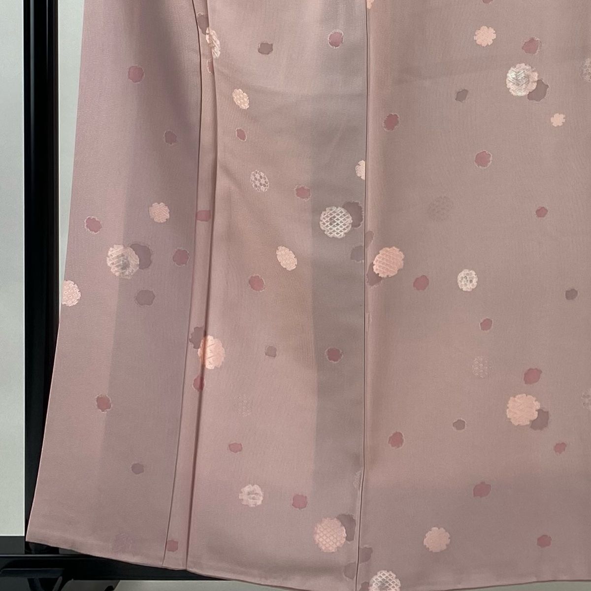 小紋 身丈158cm 裄丈64cm M 袷 花 幾何学 ピンク 正絹 美品 秀品  