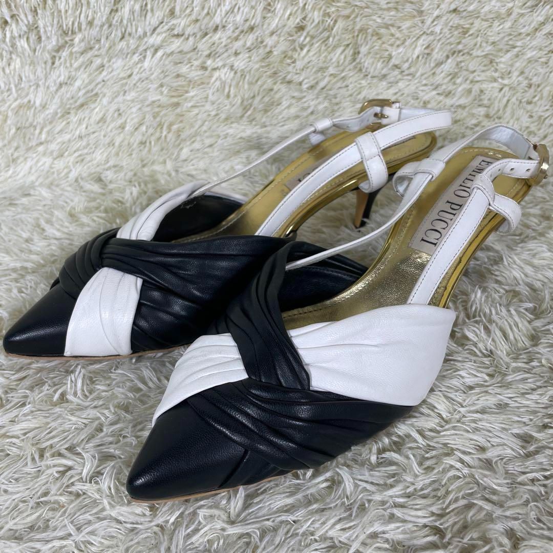 ♥ エミリオプッチ サンダル ミュール レザー 36 ブラック ホワイト