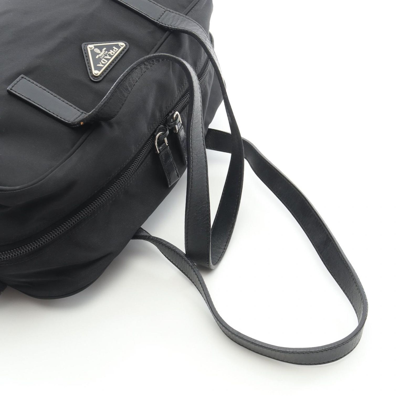 PRADA ブラック ナイロン/レザー ハンドバッグ プラダ PRADA ハンドバッグ ブラック ナイロン レザー