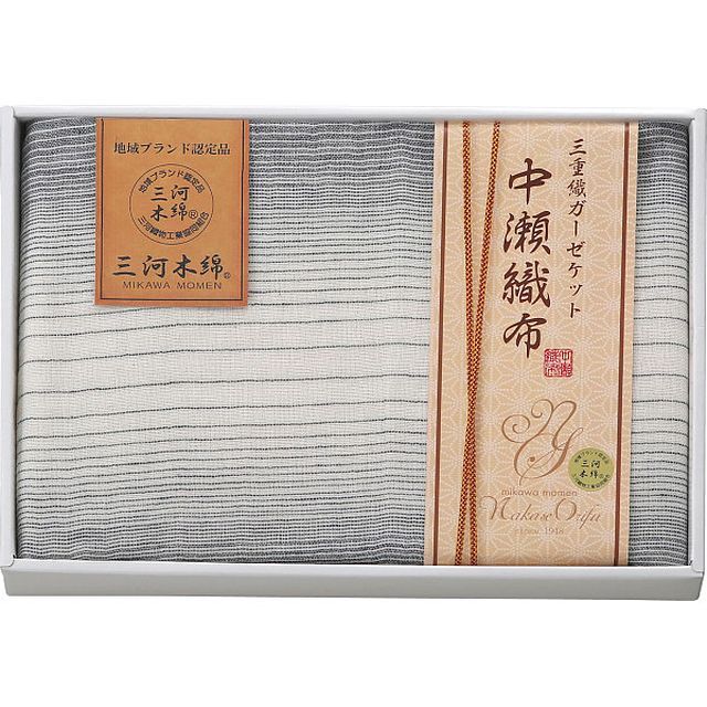 【ギフト】[寝具]中瀬織布 三重織ガーゼハーフケット ブルー