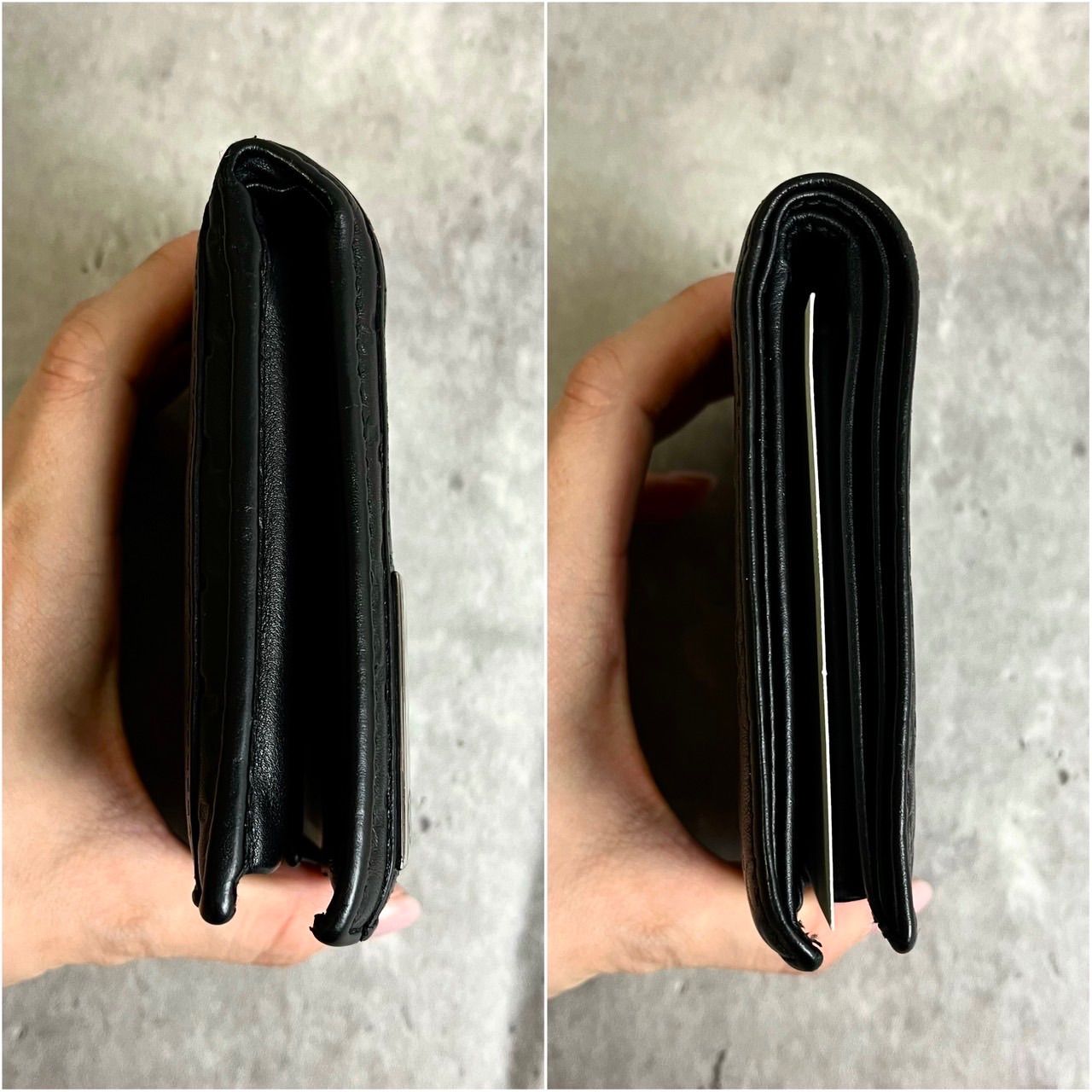 ✨良品✨ GUCCI グッチ 二つ折り財布 GG柄 シマ ロゴ型押し シルバー 