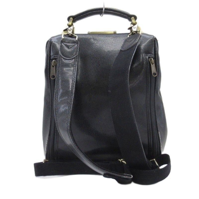 YOUTA リザード型押し ダレス ビジネス リュックサック がま口 ブラック YOUTA リザード型押し ダレス ビジネス リュックサック がま口