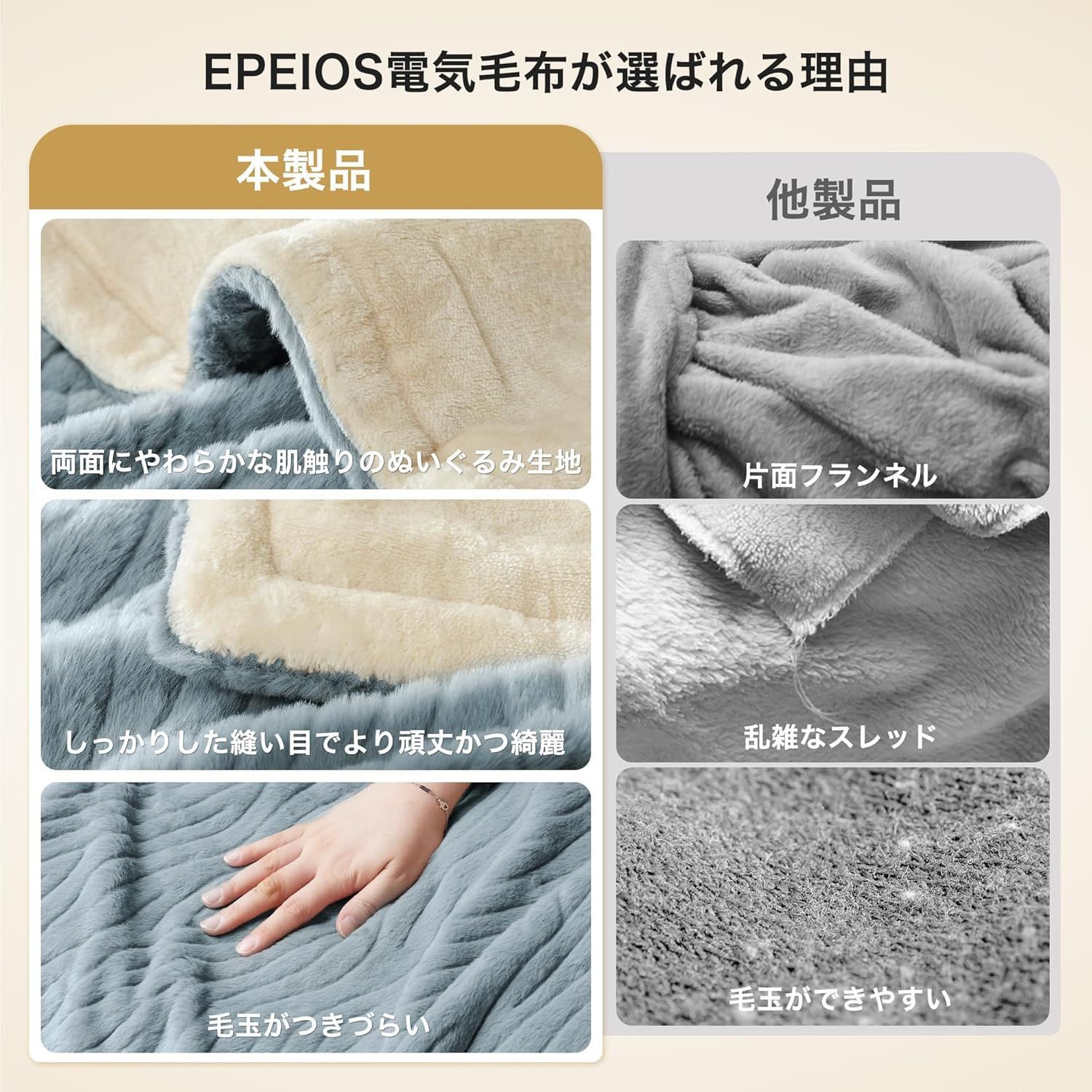 エペイオス Epeios 電気毛布 掛け敷き兼用 188x130cm 1-12時間タイマー付き 洗える 9段階温度調節 ぬいぐるみ生地 ふわふわ 厚手生地 ダニ退治 省エネ シングル 電気ブランケット ひざ掛け 肩掛け 掛け 敷き毛布 防寒対策 両面使え MARWIL-DEMENAGEMENTS_CH