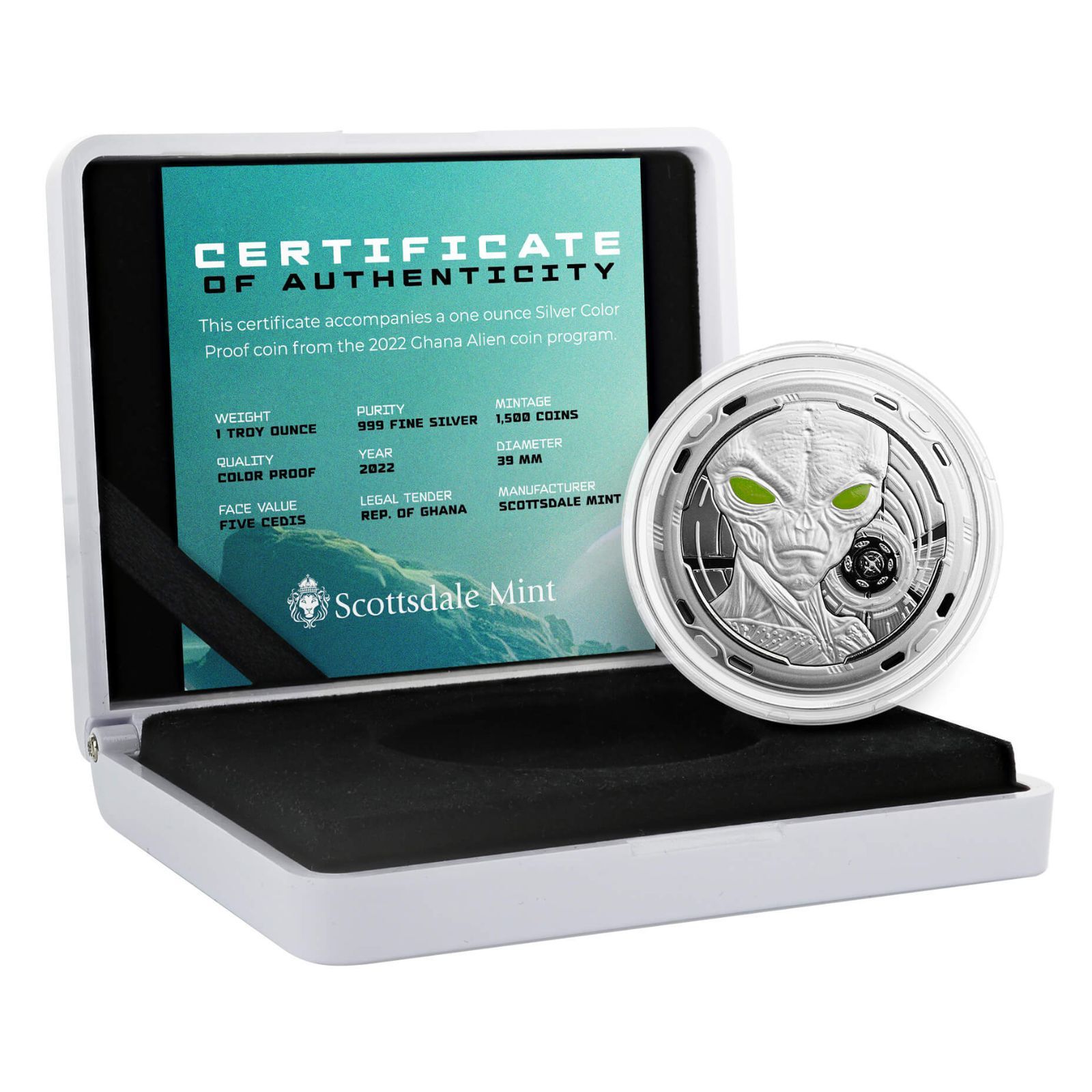 ガーナ共和国 2021年「宇宙人エイリアン」99.9%純銀 1oz 新品 2枚