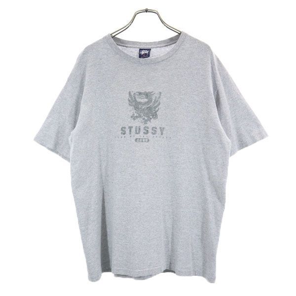 ステューシー 90s USA製 紺タグ ロゴプリント 半袖 Tシャツ M 杢グレー ...