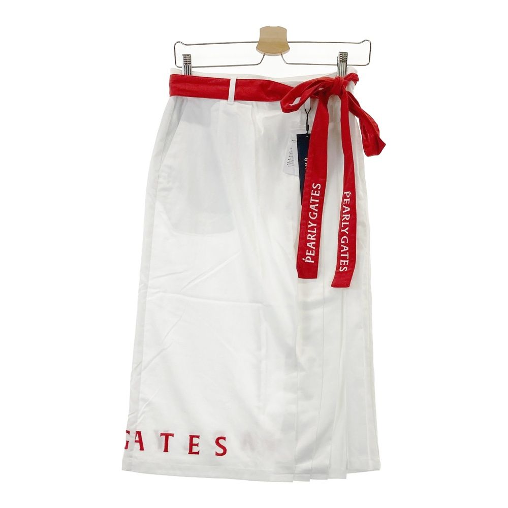 サイズ 0 PEARLY GATES パーリーゲイツ 055-2134312 ミドルプリーツ切替スカート ロゴ刺繍 ホワイト系 240101523841 ゴルフウェア レディース ストスト